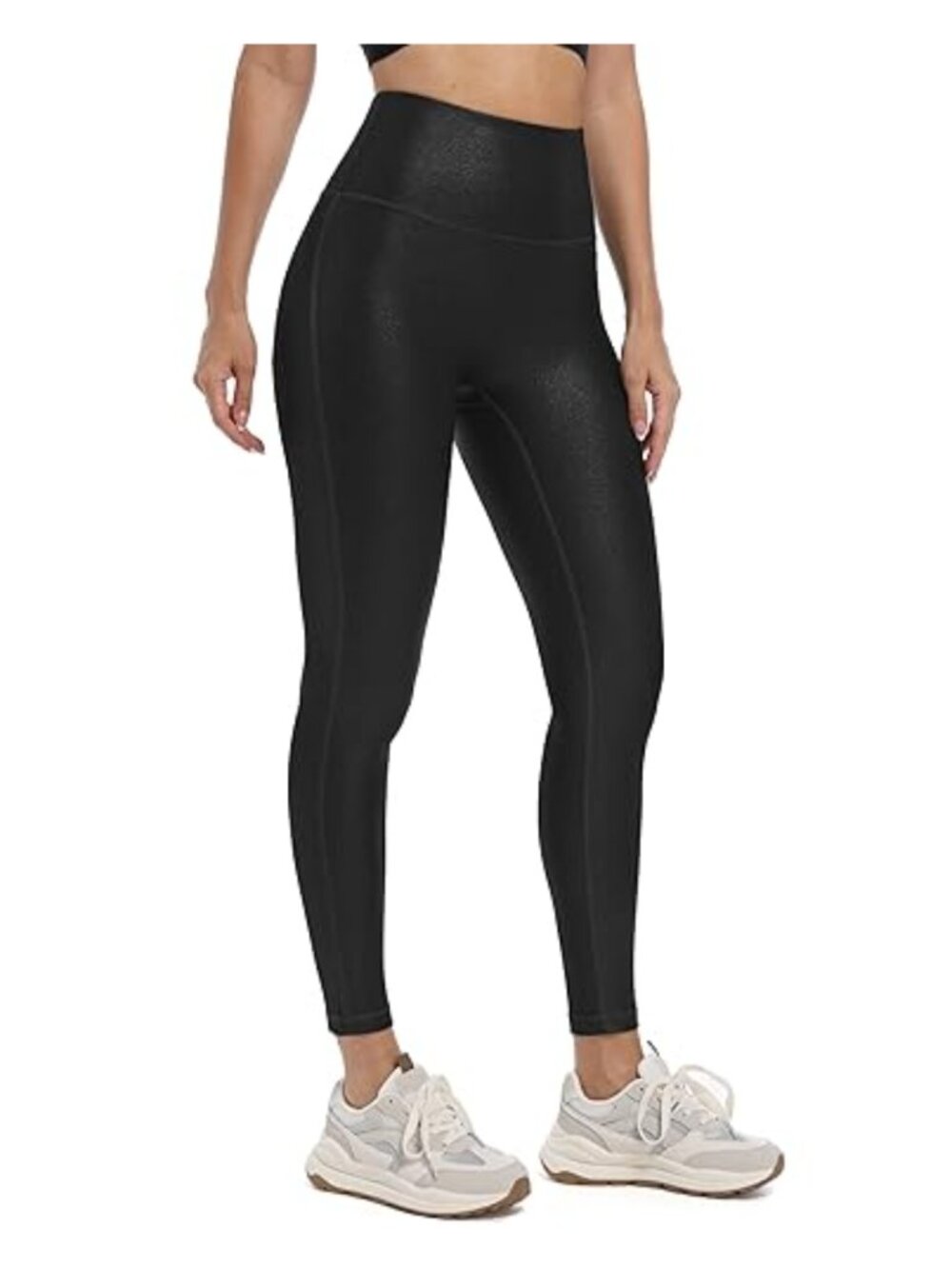 Faux Leather Leggings High Waisted Tummy Control Ankle Pleather Pants